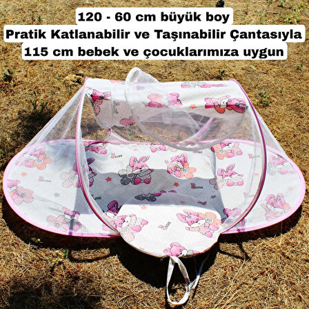 Katlanabilir Pembe Bebek Cibinlik Tül Sineklik Haşere Koruyucu Portatif Bebek Gölgelik Çadırı