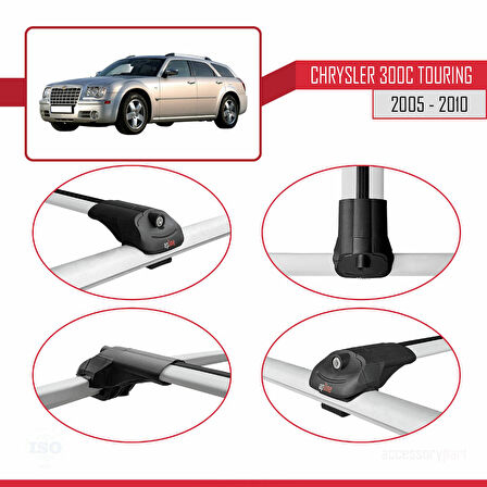 Chrysler 300C Touring 2005-2010 Arası ile Uyumlu ACE-1 Ara Atkı Tavan Barı Gri 2 Adet