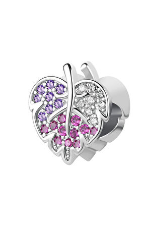 Gümüş Pave Yaprak Charm | 925 Ayar Gümüş
