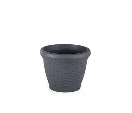 Omnipazar SO-HS02 Plastik Hasır Desenli Dekoratif Saksı 6 Litre No 2