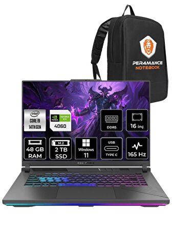 ASUS ROG Strix G16 i9-14900HX 48GB 2TB SSD RTX4060/8GB 165HZ 16" WUXGA W11H N3095 & PER4 ÇANTA