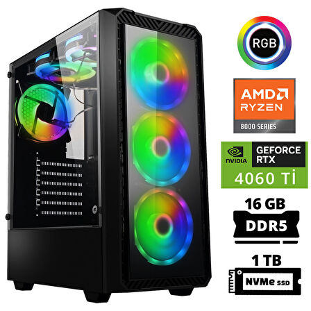 Xaser Delux X14 Ryzen 5 8400F 16GB DDR5 Ram 1TB M.2 NVMe SSD 8GB RTX4060 Ti Masaüstü Oyuncu Bilgisayarı