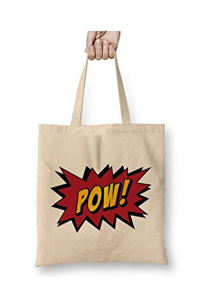 Pow ! ! ! Bez Çanta Uzun Saplı Alışveriş Çantası Plaj Çantası