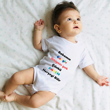 Komik Sözlü Anne Temalı Bebek Zıbını – “Babamın Google’a İhtiyacı Yok” Tasarım Body