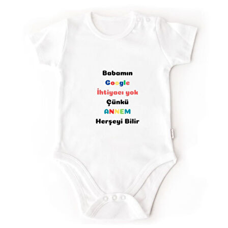 Komik Sözlü Anne Temalı Bebek Zıbını – “Babamın Google’a İhtiyacı Yok” Tasarım Body