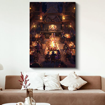 Fantastik Han - Kamp Ateşi Etrafında Anime Kanvas Tablo