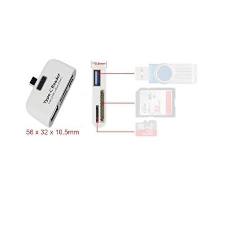 Type C Usb 3.1 Kart Okuyucu Micro Usb Sd Card Reader Çevirici