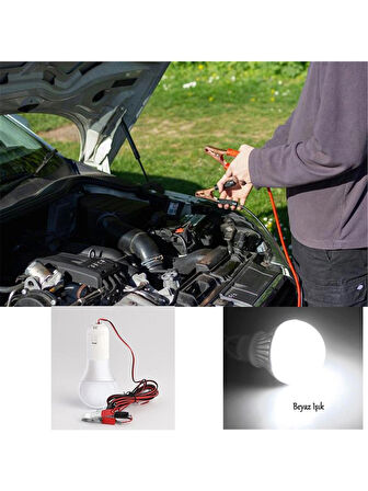 12Volt Aküye Takılabilen 1.8 metre Kablolu Seyyar Ampul 5 watt