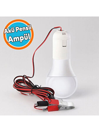 12Volt Aküye Takılabilen 1.8 metre Kablolu Seyyar Ampul 5 watt