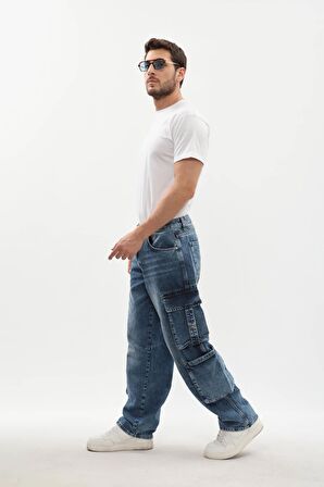 Erkek Kargo Cepli Jean Pantolon