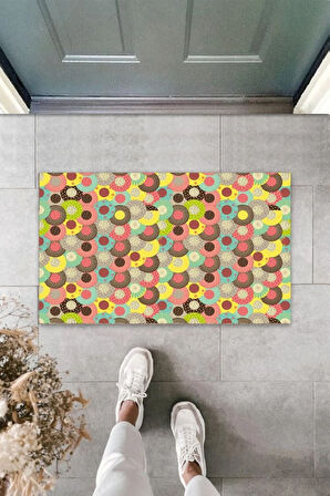 Dijital Baskı Dekoratif Taş Duvar Çok Renkli Kapı Önü Paspası