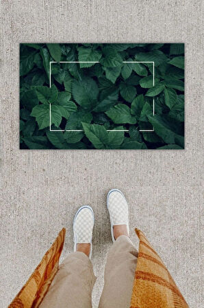 Dijital Baskı Dekoratif Çoklu Çiçek Kahverenk Kapı Önü Paspası