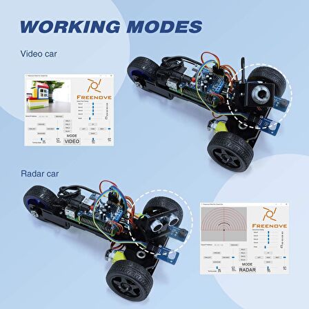 FREENOVE Üç Tekerlekli Akıllı Araç Kiti - Raspberry Pi İçin