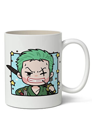 One Piece Zoro Cute Avatar Anime Temalı Beyaz Kupa Premium Bardak Porselen