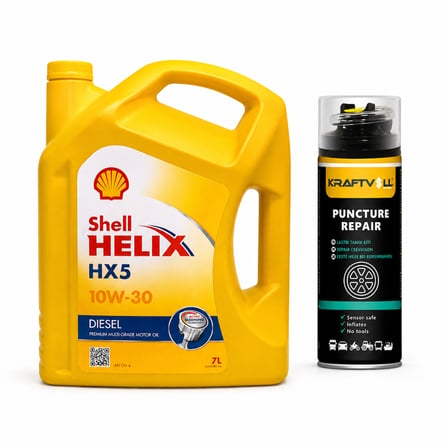SHELL HELİX HX5 DİZEL 10W-30 7 Litre + Lastik Tamir Kiti 400 ml