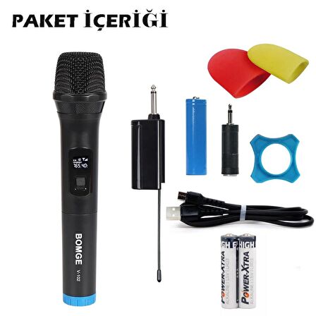 TechTic V-102 Vhf Kablosuz Mikrofon Profosyonel Cami Okul Otobüs Sunum Düğün Alıcılı El Mikrofonu Karaoke Digital Ekran