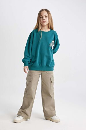 DeFacto Kız Çocuk Oversize Fit Bisiklet Yaka Sweatshirt C0570A824SPGN265