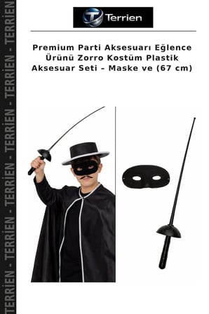 Premium Parti Aksesuarı Eğlence Ürünü Kostüm Plastik Aksesuar Seti – Maske ve (67 cm)