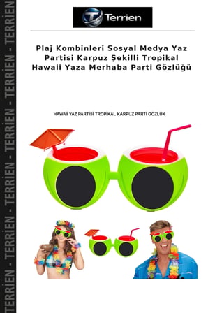 Plaj Kombinleri Sosyal Medya Yaz Partisi Karpuz Şekilli Tropikal Hawaii Yaza Merhaba Parti Gözlüğü