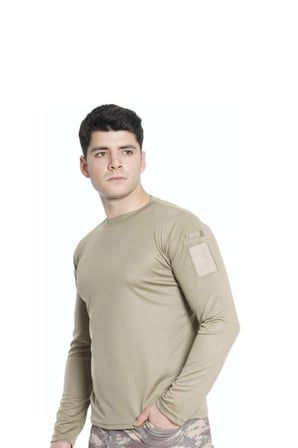 Premium Kamp Kullanım Giyim Single Sword Bisiklet Yaka Uzun Kollu Basic&Taktik Erkek T-shirt
