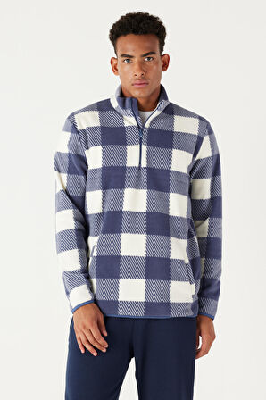 Erkek EKRU INDIGO Standart Fit Normal Kesim Bato Yaka Polar