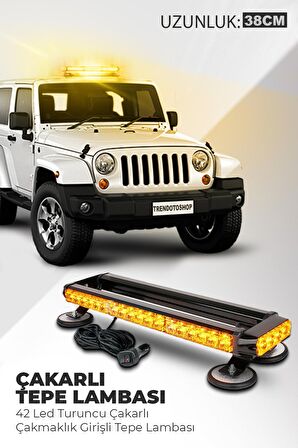 4 Yönlü Turuncu 38 cm Acil Durum İkaz Lambası 27 Farklı Modlu Vantuzlu Tepe Lambası 4 way 30 Led