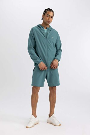 DeFactoFit Standart Fit Kapüşonlu Dokuma Fermuarlı Sporcu Hırka B5145AX24SPGN1191