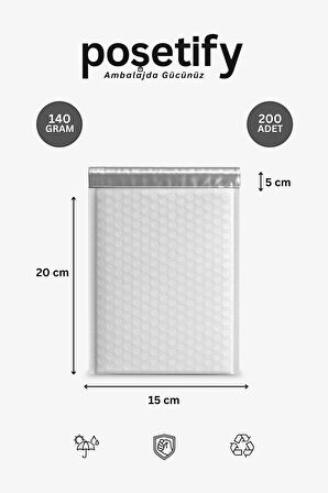 Balonlu Beyaz Kargo Poşeti 15x20+5 cm | 140 gr Bantlı Patpatlı Kargo Poşeti | 200’lü