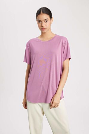 DeFactoFit Oversize Modal Bisiklet Yaka Sporcu Kısa Kollu Tişört B5536AX24SPPR490