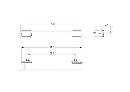 VitrA Base 600 A4413136 Uzun Havluluk, Mat Siyah