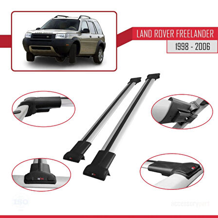 Land Rover Freelander (L314) 1998-2006 Arası ile Uyumlu FLY Model Ara Atkı Tavan Barı Gri 2 Adet