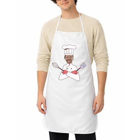 Kişiye Özel Fotoğraflı Erkek / Kadın Chef Karikatürlü Beyaz Mutfak Önlüğü 