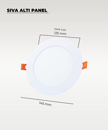 9W Sıva Altı Yuvarlak Slim Led Panel 3200K Sarı Işık - 2 Adet