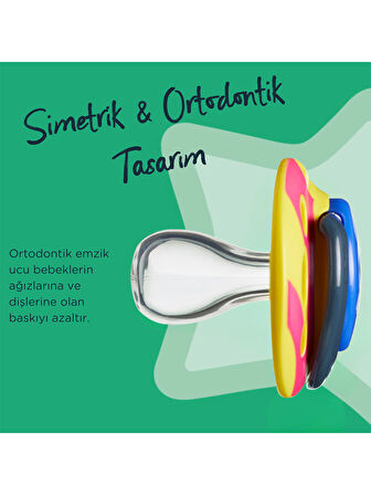 Tommee Tippee Fun Style 2'li Ortodontik Silikon Emzik 6-18 Ay Fuşya