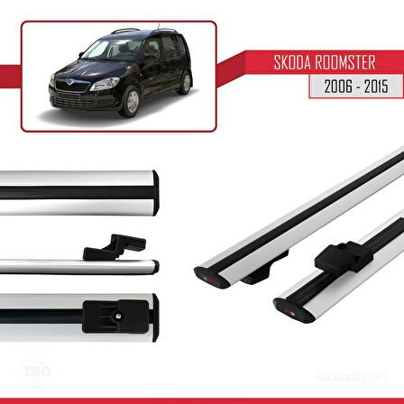 Skoda Roomster 2006-2015 Arası ile Uyumlu BASIC Model Ara Atkı Tavan Barı Gri 2 Adet