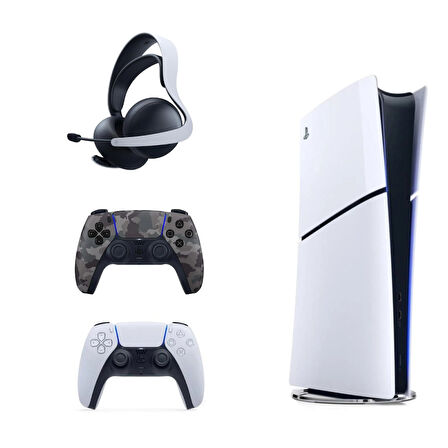 Sony Playstation 5 Slim İthalatçı Garantili + 2.  Kamuflaj  Dualsense + Pulse 3D Kablosuz Kulaklık