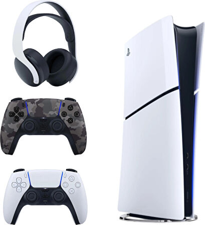 Sony Playstation 5 Slim İthalatçı Garantili + 2.  Kamuflaj  Dualsense + Pulse 3D Kablosuz Kulaklık