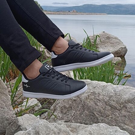 Bestof 041 Siyah Sneaker Düz Taban Spor Ayakkabı