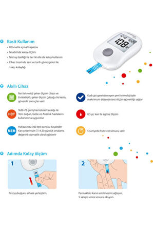 Seker Ölcüm Cihazı + 1 Kutu Strip(50 Adet) +1 Kutu Parmak Delme Iğnesi