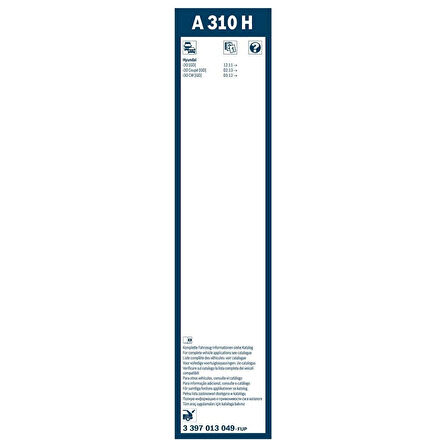 Hyundai i30 Bosch Arka Silecek 33cm 2012-2016 Rear A310H
