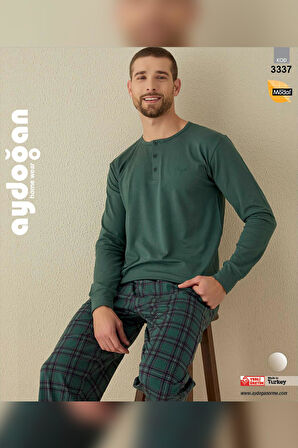 Aydoğan Erkek Civan Patlı Modal Çağla Yeşil Pijama Takımı 3337