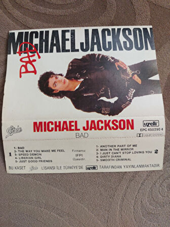 Michael Jackson – Bad - 1987 Türkiye Basım 2. El Kaset Albüm ( Uzelli)