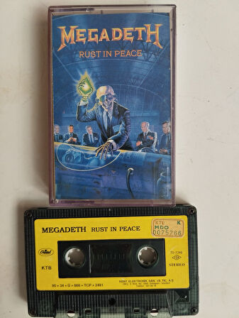 Megadeth ‎– Rust In Peace - 1990 Türkiye Basım 2. El Kaset Albüm ( Kağıt Baskı)