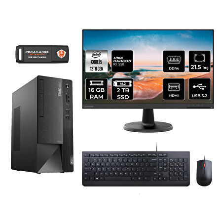 LENOVO Neo 50T M0BJTXD164 i5 12400 16GB RAM 2TB SSD RX550 4GB 21.5" FDOS MASAÜSTÜ PC