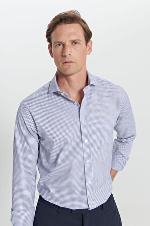 Altınyıldız Classics Beyaz - Mavi Erkek Gömlek 4A2024200017