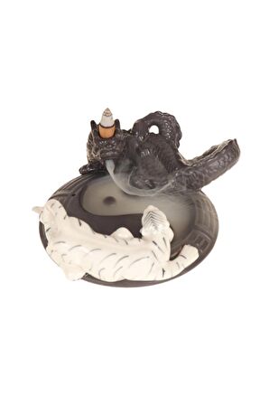 Geri akış tütsülük ejderha ying yang beyaz kaplan