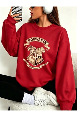 Unisex Emerald Wizard Crest Baskılı Bisiklet Yaka Sweatshirt