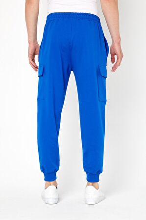 Erkek Kargo Cepli Jogger Fit Eşofman Altı Saks