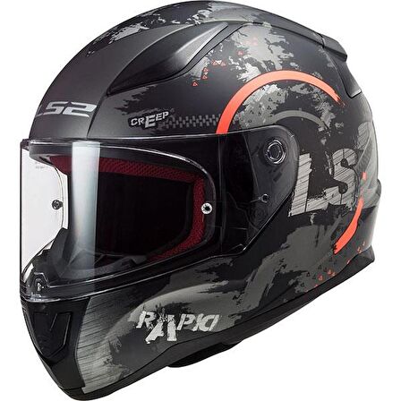 LS2 RAPID CIRCLE MAT TITANIUM-TURUNCU KAPALI KASK