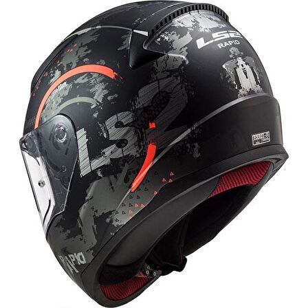 LS2 RAPID CIRCLE MAT TITANIUM-TURUNCU KAPALI KASK